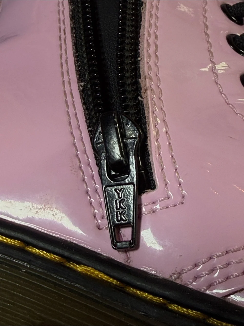 Girl’s Dr. Martens Pale Pink Patent Leather Side Zip Air Wair Boots Sz 11
